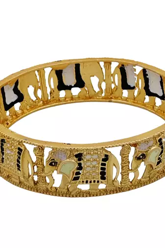 Cubic zircon stone studded light gold plated designer  bangles for women & girls