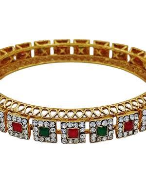 Cubic zircon stone studded light gold plated designer  bangles for women & girls 3