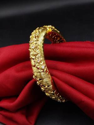 Cubic zircon stone studded light gold plated designer  bangles for women & girls 1