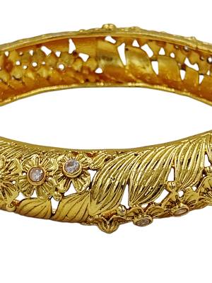 Cubic zircon stone studded light gold plated designer  bangles for women & girls 3