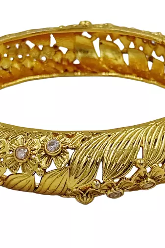 Cubic zircon stone studded light gold plated designer  bangles for women & girls
