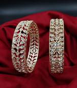 Cubic zircon stone studded light gold plated designer  bangles for women & girls