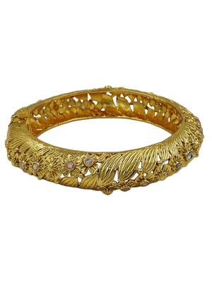 Cubic zircon stone studded light gold plated designer  bangles for women & girls 4