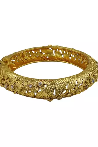 Cubic zircon stone studded light gold plated designer  bangles for women & girls