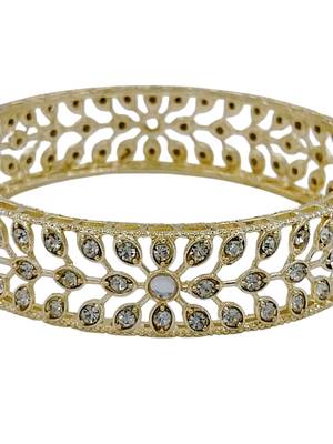 Cubic zircon stone studded light gold plated designer  bangles for women & girls 4