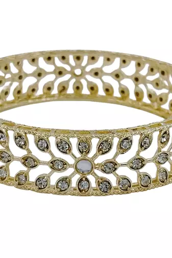 Cubic zircon stone studded light gold plated designer  bangles for women & girls