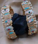 Cubic zircon stone studded light gold plated designer  bangles for women & girls