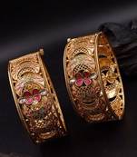 Cubic zircon stone studded light gold plated designer  bangles for women & girls