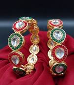 Cubic zircon stone studded light gold plated designer  bangles for women & girls