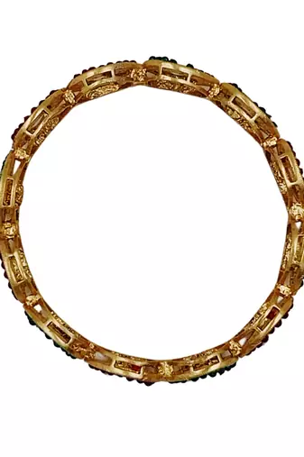Cubic zircon stone studded light gold plated designer  bangles for women & girls