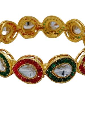 Cubic zircon stone studded light gold plated designer  bangles for women & girls 4