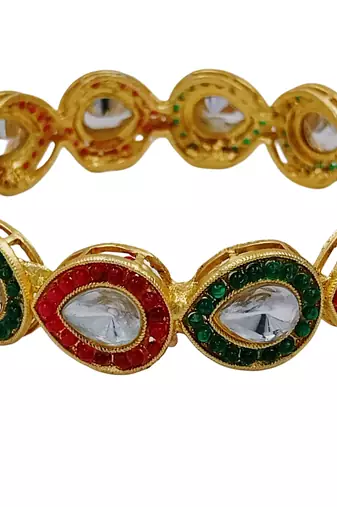 Cubic zircon stone studded light gold plated designer  bangles for women & girls