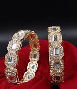 Cubic zircon stone studded light gold plated designer  bangles for women & girls