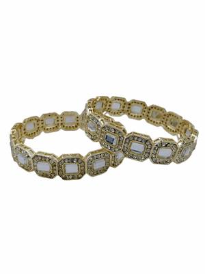 Cubic zircon stone studded light gold plated designer  bangles for women & girls 2