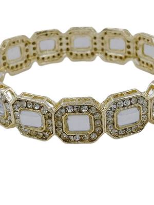 Cubic zircon stone studded light gold plated designer  bangles for women & girls 3