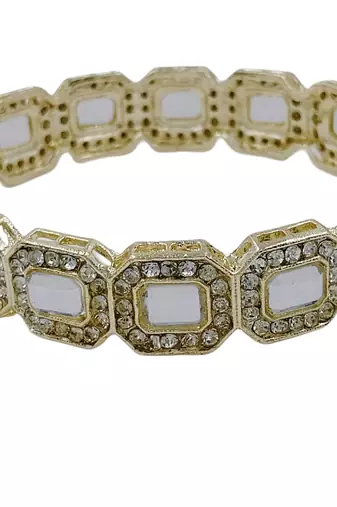 Cubic zircon stone studded light gold plated designer  bangles for women & girls