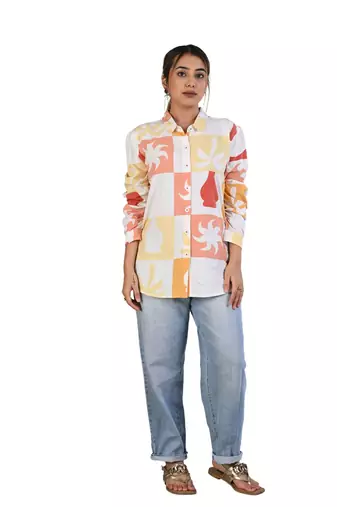 Senorita orange-yellow-printed-shirt