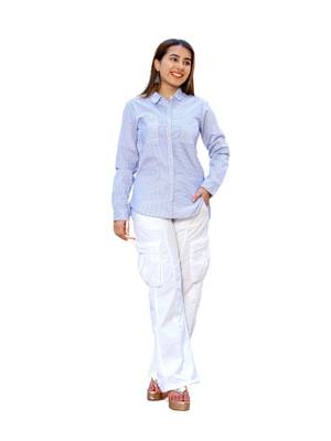 Senorita black striped 100% cotton oxford full sleeve shirt with double pocket 2