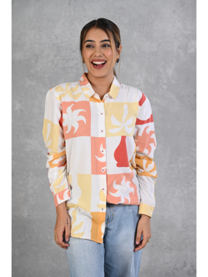 Senorita orange-yellow-printed-shirt 1