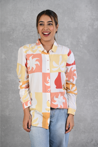 Senorita orange-yellow-printed-shirt