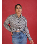 Senorita navy blue grey checkered cotton satin full sleeve shirt