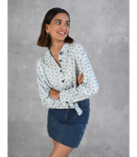 Senorita light blue knotted printed 100% cotton slub full sleeve casual top