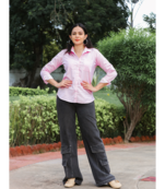 Senorita pink striped 100% cotton oxford full sleeve shirt with double pocket