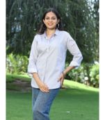 Senorita light blue striped 100% cotton oxford full sleeve shirt without pocket