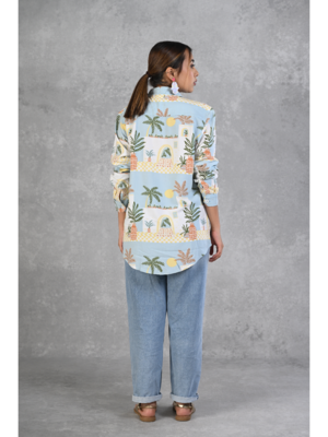 Senorita powder blue beach printed modal full sleeve shirt 3