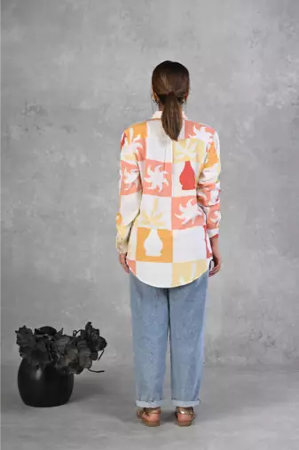 Senorita orange-yellow-printed-shirt