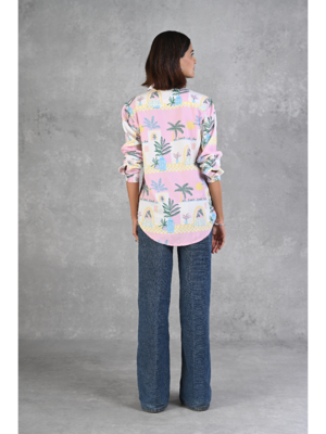 Senorita light pink beach printed modal full sleeve shirt 3