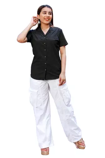 Senorita black & white 100% cotton half sleeve top