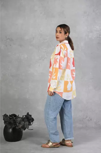 Senorita orange-yellow-printed-shirt