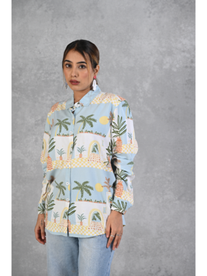 Senorita powder blue beach printed modal full sleeve shirt 4