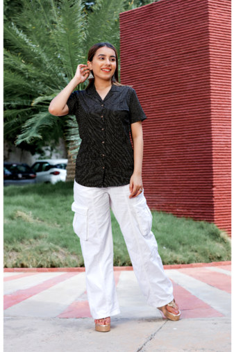 Senorita black & white 100% cotton half sleeve top