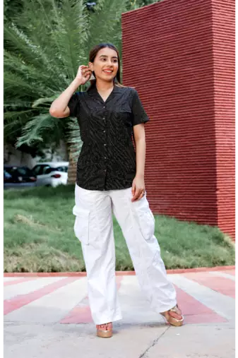 Senorita black & white 100% cotton half sleeve top