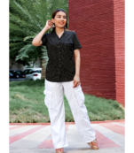 Senorita black & white 100% cotton half sleeve top