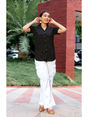 Senorita black & white 100% cotton half sleeve top 3