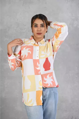 Senorita orange-yellow-printed-shirt