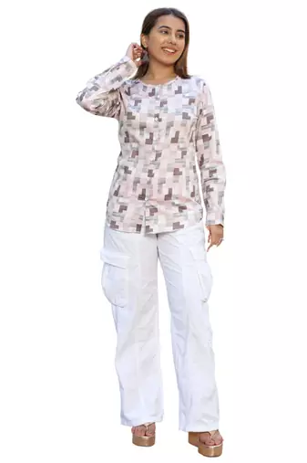 Senorita multicolour 100% cotton satin full sleeve top