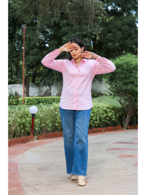 Senorita pink striped 100% cotton oxford full sleeve shirt without pocket 5