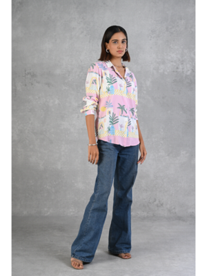 Senorita light pink beach printed modal full sleeve shirt 5