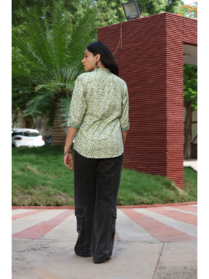 Senorita light green & grey 100% cotton printed full sleeve top 3