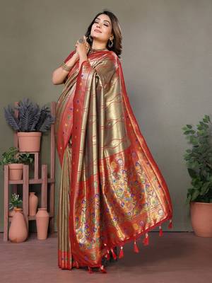 Chiku Banarasi Tissue Silk Saree  2