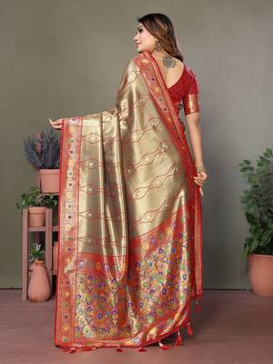 Chiku Banarasi Tissue Silk Saree  3