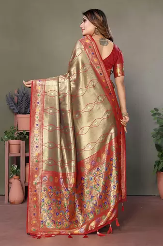 Chiku Banarasi Tissue Silk Saree 