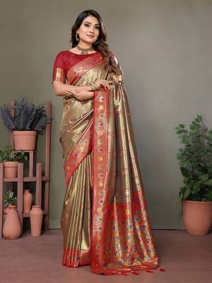 Chiku Banarasi Tissue Silk Saree  4