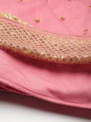 Stunning Pink Beige Sequins Net Wedding Wear Lehenga Choli With Dupatta 8