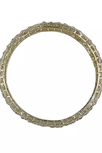 Cubic zircon stone studded light gold plated designer  bangles for women & girls