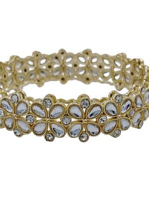 Cubic zircon stone studded light gold plated designer  bangles for women & girls 3